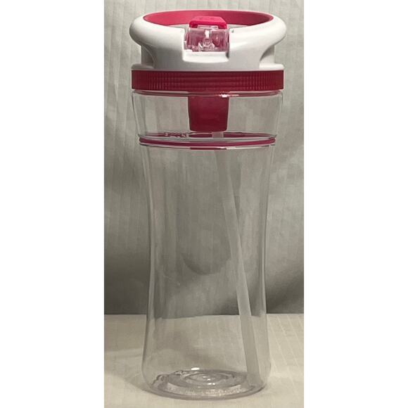 Cool Gear Clear Pink White Sip Straw Water Bottle BPA Free Top Shelf Safe 2013 - Picture 3 of 8